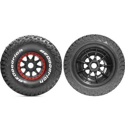 1/7 1/8 RC Short Course Truck Wheels 17mm Hex and Tires OD 5.31" Off Road Tyres for 1:7 1:8 Scale Buggy Truck Car TRAXXAS UDR FS Atom ARRMA Mojave 6S EXB YK4072 DF7 TB7 Upgrades 4PCS (Red) - color: Red