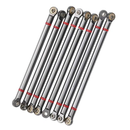 RC Link Rods, 8Pcs Aluminium Alloy Rod Links Linkage Chassis 313mm Wheelbase for Axial SCX10 1/10 Scale RC Crawler Car Steering Linkage Upper & Lower Upgrade Parts(Ti) - color: Ti