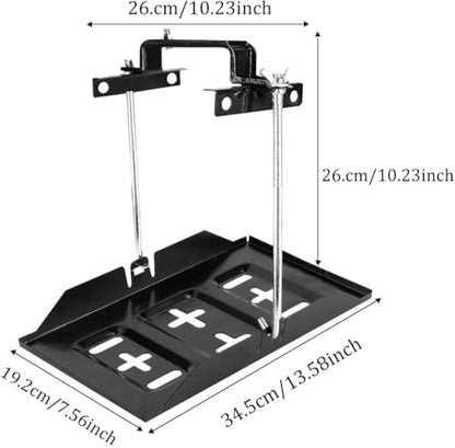Battery Hold Down Tray Kit Metal Battery Tray Holder with Adjustable Bracket Clamp for Cars Boats Marine - size: 10.06-inch Bolt with 13.38-inch Battery Tray
