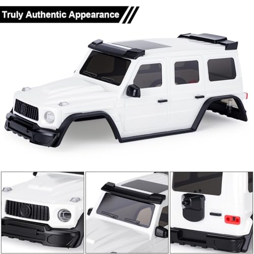 Hard Body Shell for Axial SCX30 1/30 RC Crawler ABS Plastic Body Cover with Light Bucket & Spare Tire Mount Direct Fit Replacement DIY Upgrade (White) - color: White