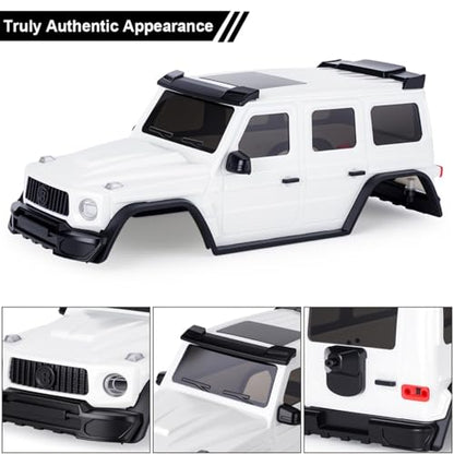 Hard Body Shell for Axial SCX30 1/30 RC Crawler ABS Plastic Body Cover with Light Bucket & Spare Tire Mount Direct Fit Replacement DIY Upgrade (White) - color: White