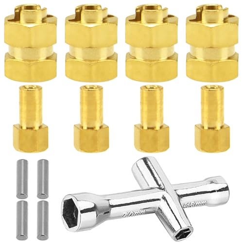 4Pack Vgoohobby SCX24 7mm Wheel Hex Hub Extension Hex Drive Spacers Adapter Combiner with Small Cross Wrench Compatible with Axial Scx24 AXI00002 AXI00001 1/24 RC Crawler