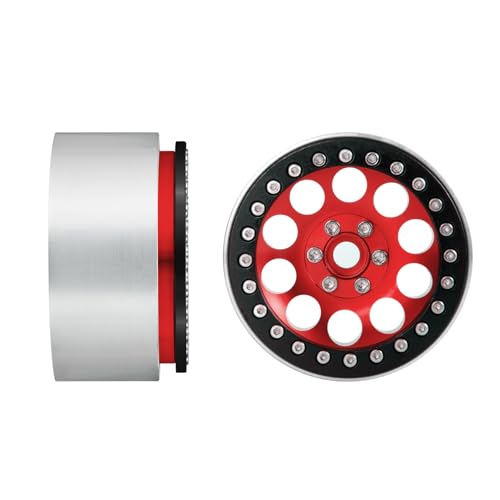 Aluminum 2.2" Beadlock Wheels Rims 35mm for 1/10 RC Crawler Truck Car SCX10,SCX10-II,TRX4,Wraith,4PCS (Red) - color: Red
