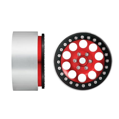 Aluminum 2.2" Beadlock Wheels Rims 35mm for 1/10 RC Crawler Truck Car SCX10,SCX10-II,TRX4,Wraith,4PCS (Red) - color: Red