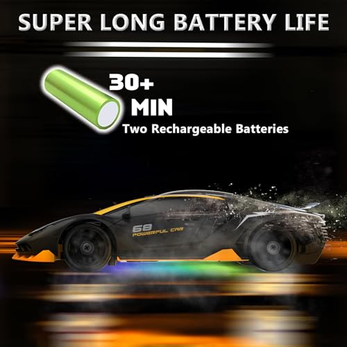 RC Drift Car 1:24 Remote Control Car 4WD 15KM/H High Speed Racing Sport Car with LED Lights RC Cars Toy for Kids Boys Girls Adults Gifts Birthday Christmas - color: Black-1