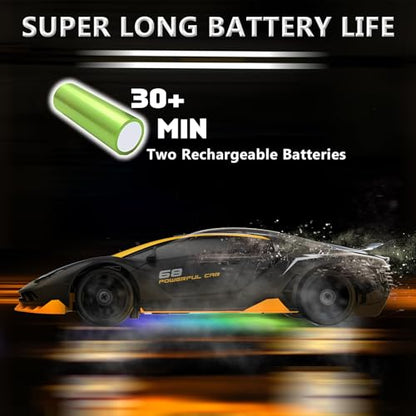 RC Drift Car 1:24 Remote Control Car 4WD 15KM/H High Speed Racing Sport Car with LED Lights RC Cars Toy for Kids Boys Girls Adults Gifts Birthday Christmas - color: Black-1