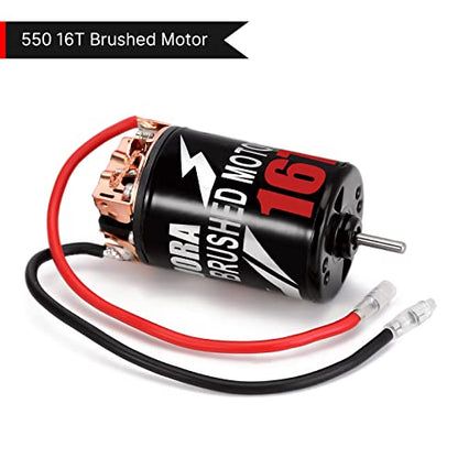 INJORA 550 Brushed Motor Waterproof 3-Slot 16T Motor for 1/10 Scale RC Car Crawler Truck Buggy Axial SCX10 AXI03007 JL 90046 TRX4 TRX6 (INM09) - size: 16T
