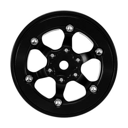 INJORA 1.3" Aluminium -5.25mm Offset Wheels for 1/24 1/18 RC (Black) - color: Black