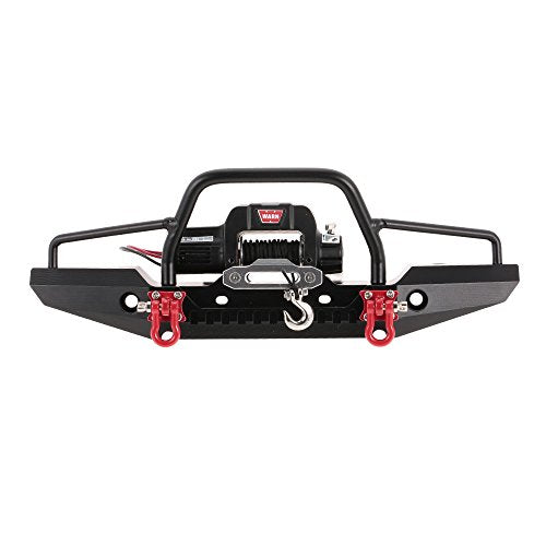 Goolsky Metal Front Bumper with 2 LED Light & Remote Control Electric Winch for TRX-4 SCX10II 90046