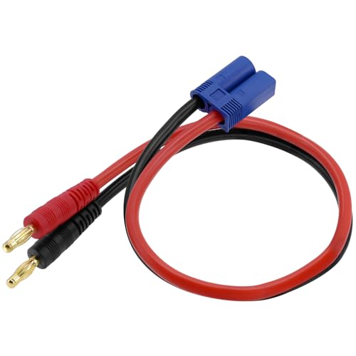 2 Pack Banana Plug Battery Charging Cord, 11.8 Inches EC5 Male Connector to Banana Male Plug Adapter, 12AWG EC5 Battery Charger Cable for RC Drone, Vehicle Toys