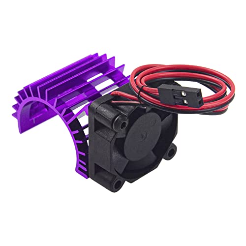 ShareGoo Aluminum 380 390 Motor Heatsink with Cooling Fan Electric Engine Heat Sink Compatible with HSP HPI Wltoys Himoto Redcat 1/16 1/18 RC Car (Purple) - style: Purple
