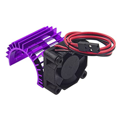 ShareGoo Aluminum 380 390 Motor Heatsink with Cooling Fan Electric Engine Heat Sink Compatible with HSP HPI Wltoys Himoto Redcat 1/16 1/18 RC Car (Purple) - style: Purple