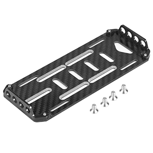 RC Battery Mount Plate, Aluminium Alloy Carbon Fiber Battery Protective Plate 15.5x6.2x1.5cm/6.10x2.44x0.59in Mounting Board for 1/10 Scale RC Car (Black) - color: Black
