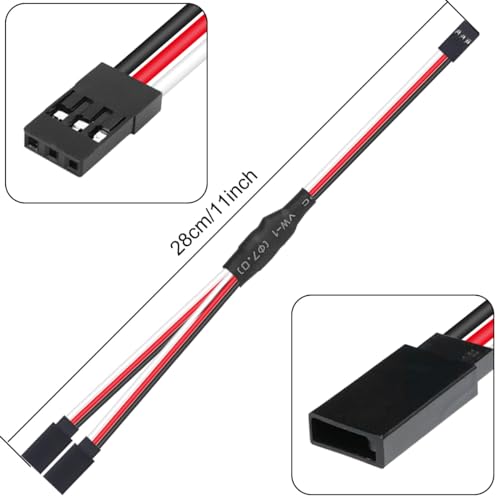 8 Pcs 7cm 3-Pin Male to Female Servo Extension Cable, Black, Red, White, Copper Core, High Current, Anti-Interference, Stable Signal, RC, Car, Plane, Helicopter, Drone