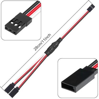 8 Pcs 7cm 3-Pin Male to Female Servo Extension Cable, Black, Red, White, Copper Core, High Current, Anti-Interference, Stable Signal, RC, Car, Plane, Helicopter, Drone