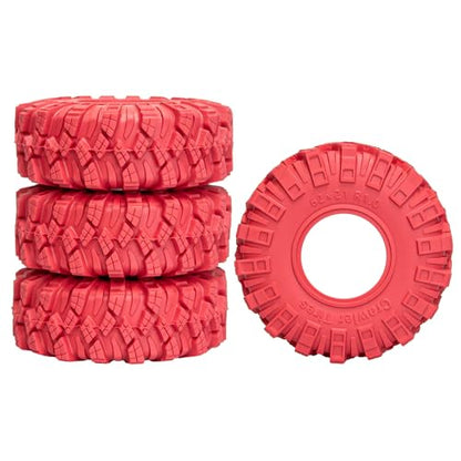 1.0 Tires RC Crawler Tires 62 * 21mm Super Soft Sticky 1.0 Crawler Tyre with Foam Insert for 1/18 TRX4M 1/24 SCX24 FCX24 Upgrade (4PCS) (Red) - color: Red