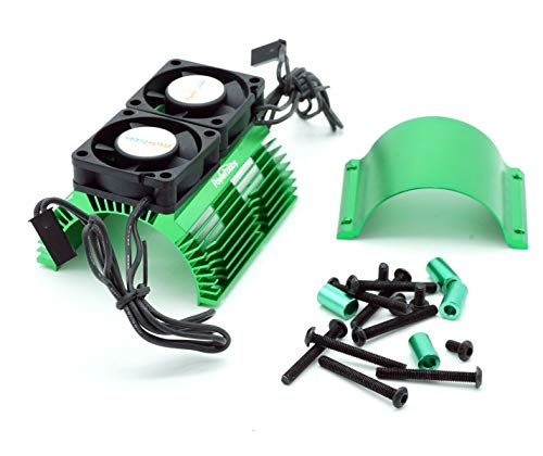 Aluminum Heat Sink with Twin Turbo High Speed Fans for 1/8 Motors (40.8mm Diameter) - RC Vehicles - color: Green