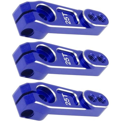 ShareGoo 3Pcs Metal 25T Servo Horn 25 Teeth Steering Servo Arm M3 Threads Compatible with Futaba Savox Power HD HSP Servos Motor Fit for 1/8 1/10 RC Off Road Crawler Drift Car Boat (Blue) - color: Blue