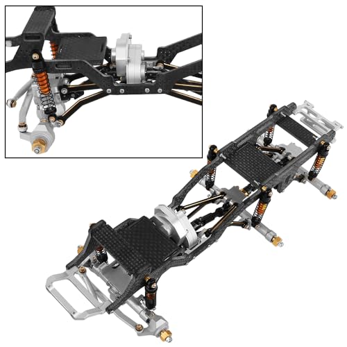 LCG 6x6 8×8 Carbon Fiber Chassis Frame with Metal Axles for 1/24 RC Crawler Car Axial SCX24 Refit Kit (6X6 Silver) - color: 6x6 Silver