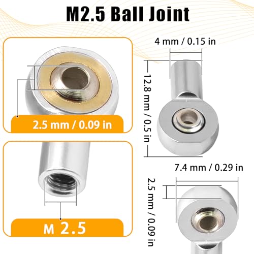 10PCS M2.5 Tie Rod End Ball Joint Aluminum Ball Head Holder Steering Linkage 13mm Upgrade Parts Compatible with HSP Tamiya Mini 4WD, RC Truck Crawler Car/Robot/Boat/Airplane Models, Sliver - color: Sliver