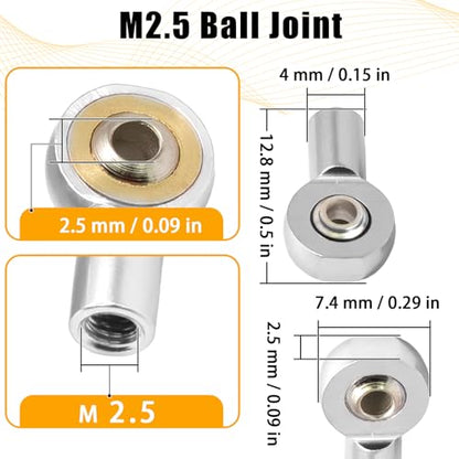 10PCS M2.5 Tie Rod End Ball Joint Aluminum Ball Head Holder Steering Linkage 13mm Upgrade Parts Compatible with HSP Tamiya Mini 4WD, RC Truck Crawler Car/Robot/Boat/Airplane Models, Sliver - color: Sliver