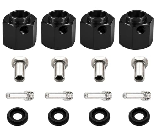 4PCS 12mm Hex Hub 10mm Offset Wheel Hex Extension for Traxxas TRX4 TRX6 | CNC Metal Wheel Spacer for RC Crawlers Helps Increase Track Width and Side-Hill Stability Reduce Vibration Add Tire Clearance - color: black