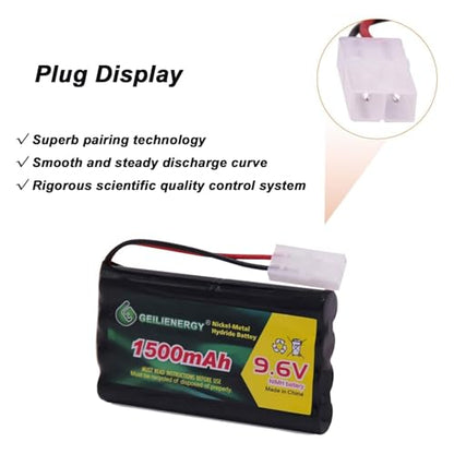 9.6V 1500mAH Ni-MH Battery Pack Replacement for RC Car, Robots and OTC Genisys 239180 & EVO Scanner +USB Charger (1 Pack)