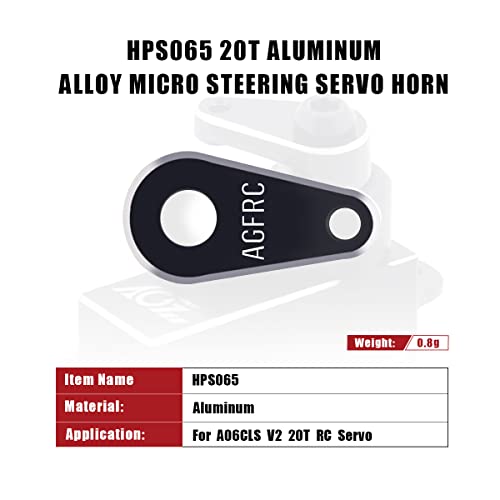 AGFRC 20T CNC Micro Metal Servo Horn for A06CLS V2 (HPS065) | Aluminum 20T Horn for A06CLS V2, Lightweight, Rigid, Includes Screw, Ideal for Mini-Z Cars