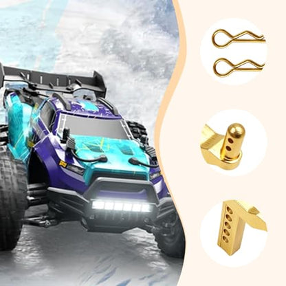 2 Pieces of 1/16 Scale RC Body Post Mounting Kit, Replacement Body Shell for Model 16101 16103, Modified DIY, Gold - color: Gold