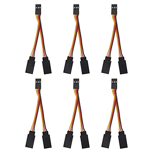 JR Style Servo Splitter Cable, 2.75" Servo 1 Male to 2 Female JR Y Harness Y Cable Extension Wire & 4Leds LED Light Headlights Taillight Kit Accessories