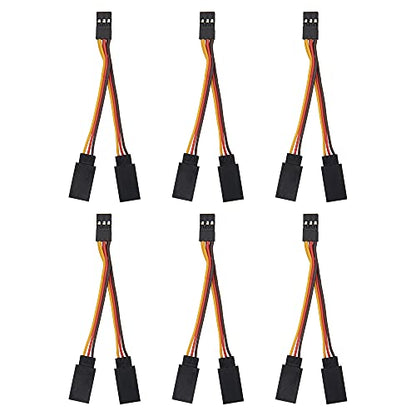 JR Style Servo Splitter Cable, 2.75" Servo 1 Male to 2 Female JR Y Harness Y Cable Extension Wire & 4Leds LED Light Headlights Taillight Kit Accessories
