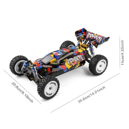 124007 RC Off Road Race Car for Adults 1:12 Scale High Speed Brushless All Terrain RC Car Outdoor 4WD Remote Control Buggy with 2 Batteries