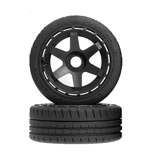 110mm OD 1/8 1/7 RC On Road Tires & Wheels 6-Spoke Rally Racing Wheels 17mm Hex for 1:8 1:7 Street Touring Drift Truck Car ARRMA Losi Kyosho VRX GT2 W10 Felony 6S BLX HPI WR8 4PCS (Black) - color: Black