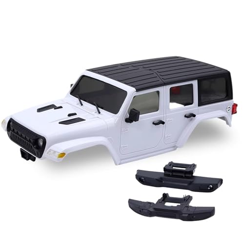 RC Cars Crawler Parts Compatible with TRX4M for Bronco for Defender for Wrangler 1/18 RC Crawler for Chassis ABS Hardtop Body Kit with Front Rear Bumpers(White) - color: White