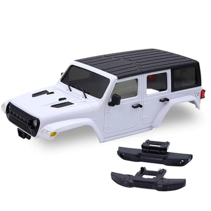 RC Car Upgrade Parts Compatible with TRX4M for Bronco for Defender for Wrangler 1/18 RC Crawler for Chassis ABS Hardtop Body Kit with Front Rear Bumpers(White) - size: White