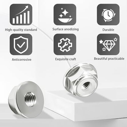4Pcs M2 Flange Lock Nuts Metric Nylon Inserted Hex Self-Lock Non-Slip Aluminium Self Clinching Nuts for 1/24 RC Car Axial SCX24 Furniture DIY Industrial Construction Fasteners - color: Silver, size: 8Pcs