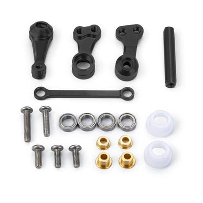 RC Car Toys For Tamiya CC01 1/10 Metal Front Rear Shock Towers Mount Pull Link Rod Mounts Steering Set RC Drift Truck Car Parts(Steering Set-Black) - color: Steering Set-Black