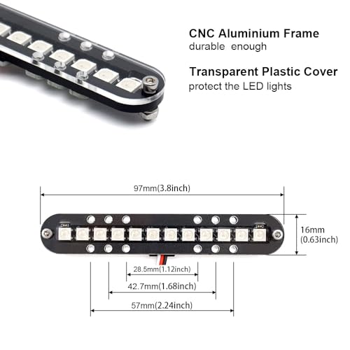 RC LED Light Bar Roof Lamp Headlight Tail Light Kit Bumper Light Compatible with Traxxas RC Car Truck Crawler Tamiya Losi HPI Rustler Axial Police Lights (100mm 2 Bar) - style: 100mm 2 Bar