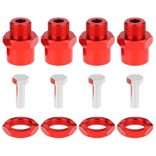1 Set 12mm to 17mm Wheel Hex Hub Adapter Extension Conversion for 1/10 RC Car Upgrade Parts Red - color: Red