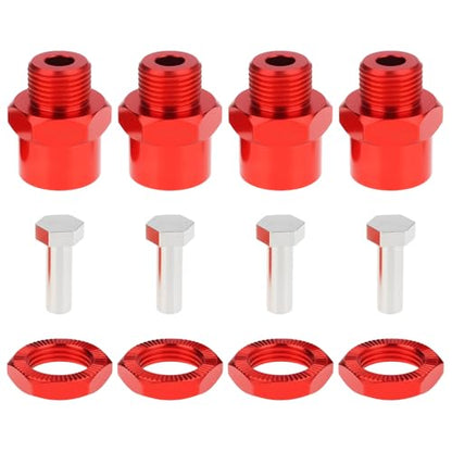 1 Set 12mm to 17mm Wheel Hex Hub Adapter Extension Conversion for 1/10 RC Car Upgrade Parts Red - color: Red
