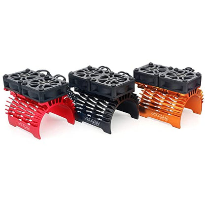 56mm RC Motor Cooling Fans, Hobby Twin Fan with Metal Heatsink for 1/8 1/10 RC Car 3650 3660 540 550 (56mm Black for 55/56/58mm Motor) - style: 56mm Black for 55/56/58mm Motor