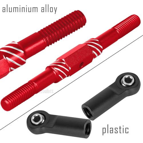 RC Aluminum Turnbuckles Camber Links Upgrades Part for 1/10 Slash/Rustler/Stampede/Hoss,1/8 Jato 4X4 4WD VXL,Turnbuckles Camber Links Hops Up,Red (#9027#9028#9029) - color: Colorful-(for 1/10）
