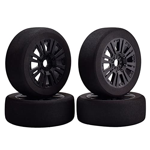 1/8 RC Tires and Wheels, 4Pcs Off Road Tires for RC Car Trucks Foam Vehicle Tyres 17mm Hex Hubs Wheel Rims for Kyosho HSP HPI RC Racing Model Toy Crawler, Black - style: 1/8 89H Foam