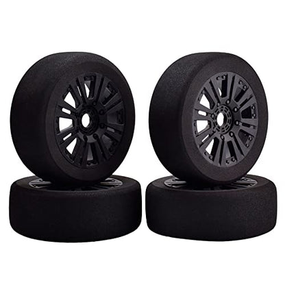 1/8 RC Tires and Wheels, 4Pcs Off Road Tires for RC Car Trucks Foam Vehicle Tyres 17mm Hex Hubs Wheel Rims for Kyosho HSP HPI RC Racing Model Toy Crawler, Black - style: 1/8 89H Foam