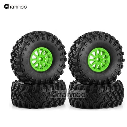 2.2 RC Crawler Tires and Wheels Beadlock Rims 1/10 RC Rubber Slingers Grappler Mud Tyres OD 136mm for 1:10 Rock Crawler Car Axial SCX10 90047 D90 TF2 Tamiya CC01 Traxxas TRX4 RGT 4PCS (Green) - color: Green