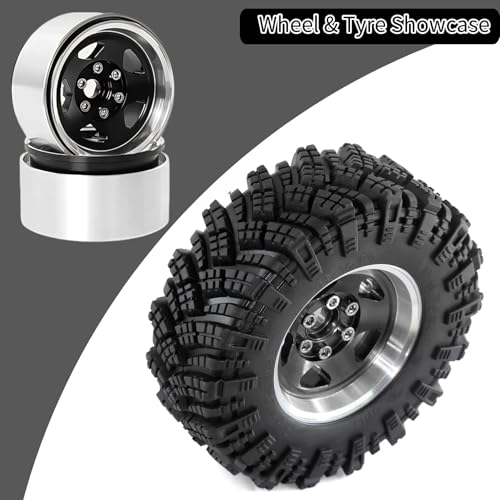 1.9 Beadlock Wheels, 4pcs Black | Aluminum RC Rims Hub with Positive Offset 12mm Hex for 1/10 RC Crawler Axial SCX10 II III 90046 AXI03007 Traxxas TRX4 TRX6 - color: Five Models-black