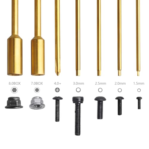 1.5 2.0 2.5 3.0mm Hex Bit Set Allen Wrench Drill Bits Hex Nut Driver 7mm, 8mm & Phillips Screwdriver Bit Compatible with Power Drills Impact Driver Electric Screwgun RC Hobby Tools Kit(7-Pack)