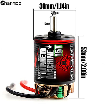 RC Car Motor Waterproof 540 Brushed Motor 15T 25T 35T 45T 55T 80T for 1/10 RC Crawler Car Axial SCX10 Scx24 Traxxas TRX4 AXI03007 90046 D90 Redcat Gen8 RC Monster Short Truck Car Boat (15T) - style: 15T