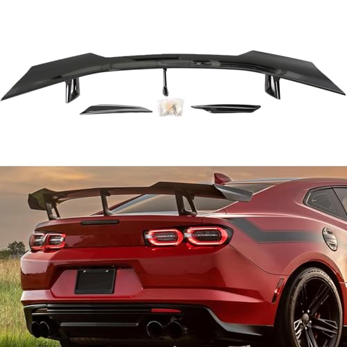 for 2016 2017 2018 2019 2020 2021 2022 2023 2024 Chevy Camaro SS RS LT ZL All Models Rear Trunk Spoiler Wing, ZL1 1LE Style Lip Spoiler Wing Without Rear View Camera (Glossy Black) - size: For Chevy Camaro ZL1 (2016-2024)