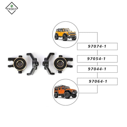 Brass TRX4M Steering Knuckles with Caster Blocks C-hubs Steering Set for TRX4M Upgrade Parts 1/18 RC Crawler